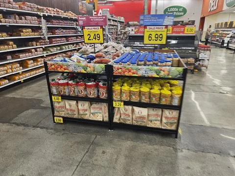 2 May 2026 Long Beach, California - Walking Inside of Grocery Retailer Store Stock Photos