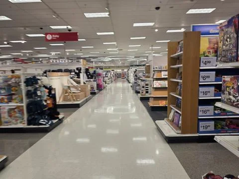 2 May 2026 Long Beach, California - Walking Inside of Grocery Retailer Store Fotos Stock