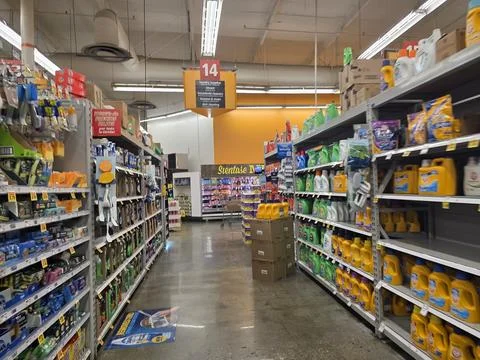 2 May 2026 Long Beach, California - Walking Inside of Grocery Retailer Store Фото
