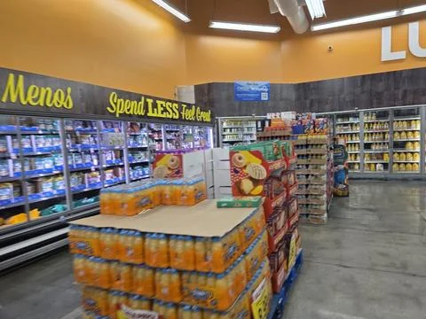 2 May 2026 Long Beach, California - Walking Inside of Grocery Retailer Store Stock Photos