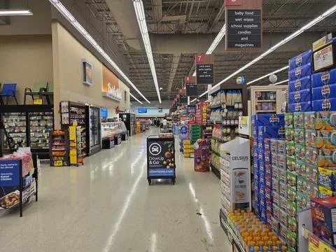 2 May 2026 Long Beach, California - Walking Inside of Grocery Retailer Store Stock Photos