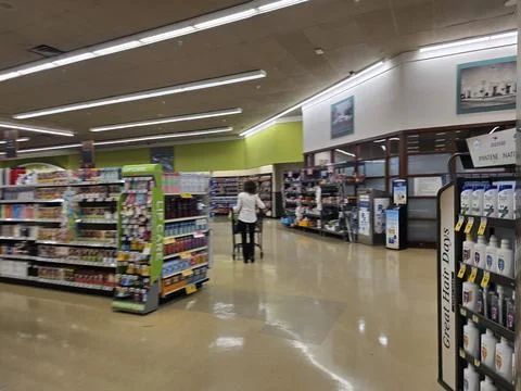 2 May 2026 Long Beach, California - Walking Inside of Grocery Retailer Store Stock Photos