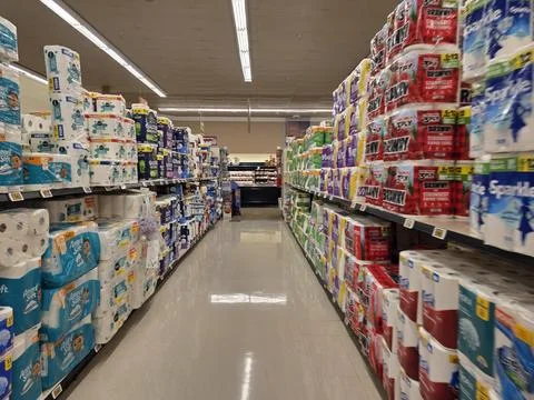 2 May 2026 Long Beach, California - Walking Inside of Grocery Retailer Store Фото