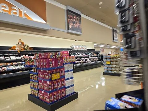 2 May 2026 Long Beach, California - Walking Inside of Grocery Retailer Store Фото
