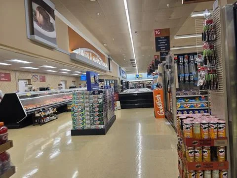2 May 2026 Long Beach, California - Walking Inside of Grocery Retailer Store Фото