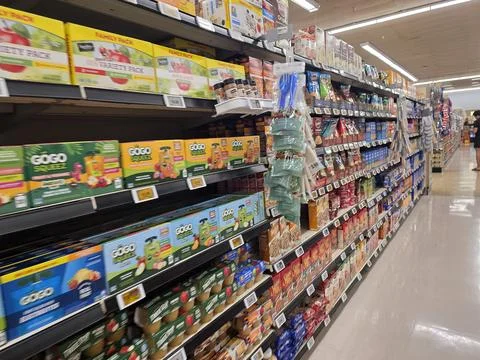 2 May 2026 Long Beach, California - Walking Inside of Grocery Retailer Store Stock Photos