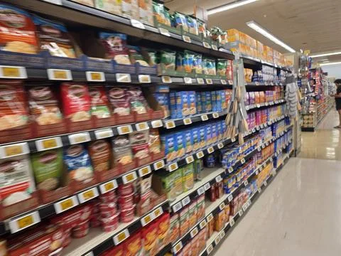 2 May 2026 Long Beach, California - Walking Inside of Grocery Retailer Store Stock Photos