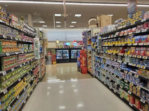 2 May 2026 Long Beach, California - Walking Inside of Grocery Retailer Store Фото