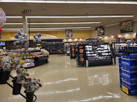 2 May 2026 Long Beach, California - Walking Inside of Grocery Retailer Store Stock Photos