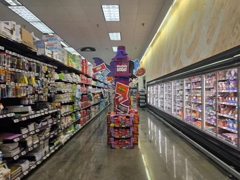 2 May 2026 Long Beach, California - Walking Inside of Grocery Retailer Store 写真素材