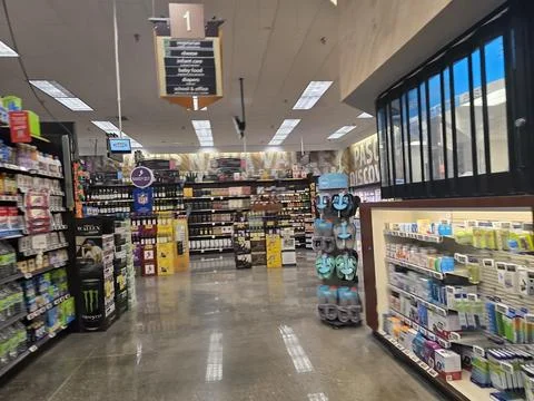 2 May 2026 Long Beach, California - Walking Inside of Grocery Retailer Store Фото
