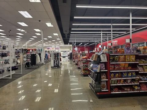 2 May 2026 Long Beach, California - Walking Inside of Grocery Retailer Store Fotos Stock