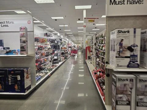 2 May 2026 Long Beach, California - Walking Inside of Target Retailer Store Fotos Stock