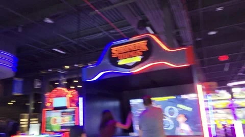 2 May 2026 Los Angeles, California - Walking Inside of Game Arcade Stock Footage 341528028
