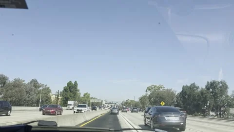 2 May 2026 Los Angeles, California - Driving Interstate Freeway Mountain Street Vídeos de archivo 344769771