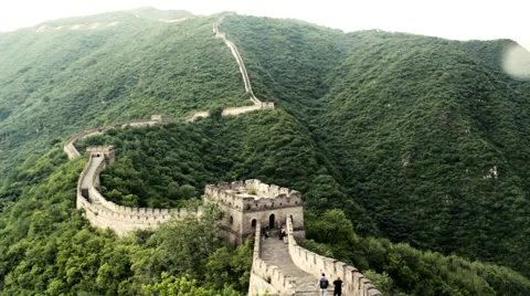 2 men walking on the Great Wall of China Stock Footage 44358034