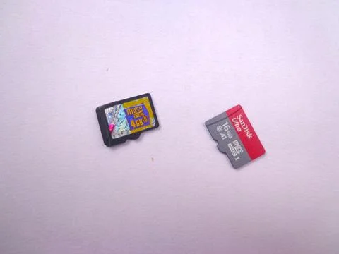 2 Micro Sd Card with 4 and 16 Giga byte storage capacity Foto stock