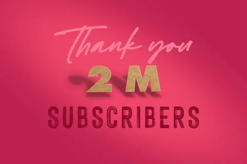 2 Million subscribers celebration greeting banner with  Hard card Cutted Design Stock Illustration