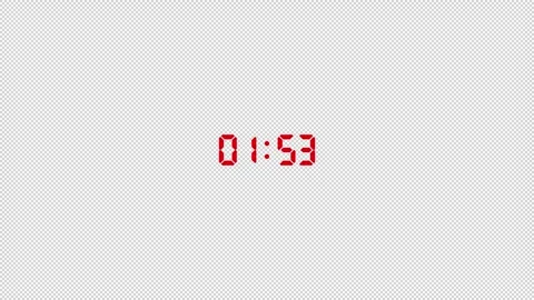 2 minute digital countdown timer animation with alpha channel, countdown video Stock Footage 296363054