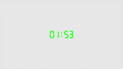 2 minute digital countdown timer animation with alpha channel, countdown video Stock Footage 296363353