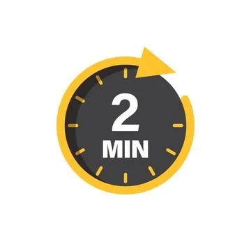 2 minute on stopwatch icon in flat style. Clock face timer vector illustrat.. Stock Illustration