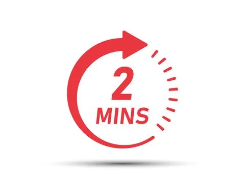 2 minute on stopwatch icon in flat style. Clock face timer vector illustrat.. Illustrazione stock