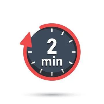 2 minute on stopwatch icon in flat style. Clock face timer vector illustrat.. イラスト素材