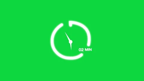 2-Minute Timer Clock Green Screen Animation.  Stopwatch, Time Indicator Stock Footage 310480841