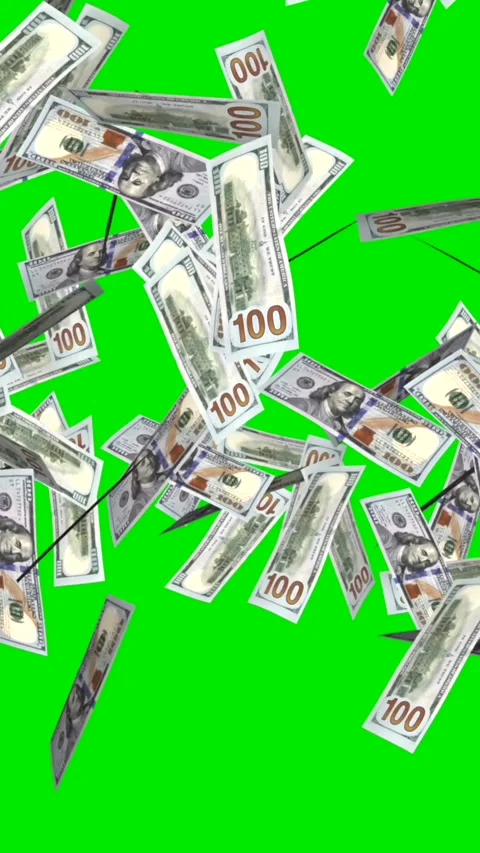 2 Money Explosions - 100 US Dollars - Top &amp; Bottom Transition Blasts - Vertical Stock Footage 320979672