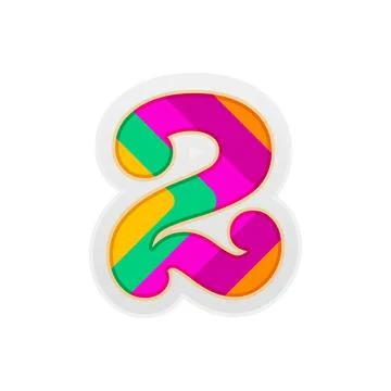 2, Nice number filled with pleasant colors Stock Illustration