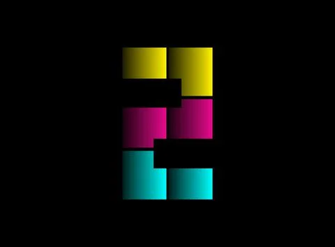 2 number font, vector logo made of Cmyk color. Dynamic split blue, pink, yell Stock Illustration