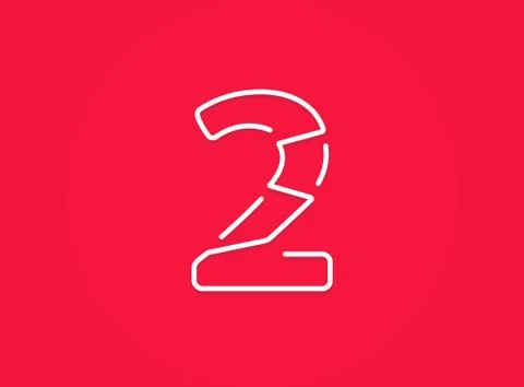 2 number. Modern trendy, creative style design. For logo, brand label, design Stock Illustration