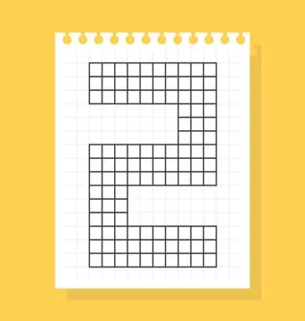 2 number on notepad sheet of squared paper, made of squares. Vector illustrat Stock Illustration