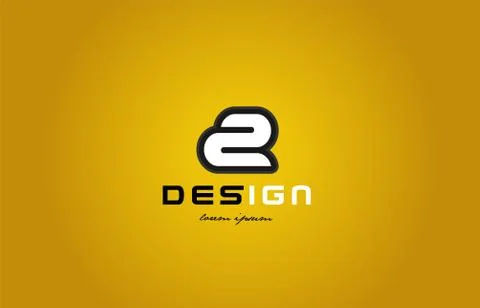 2 number numeral digit white on yellow background Stock Illustration