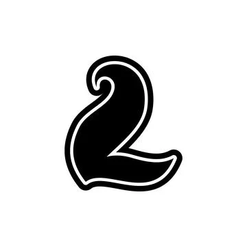 2 number two font decorative hand drawn lettering, vector numeral. Stock Illustration