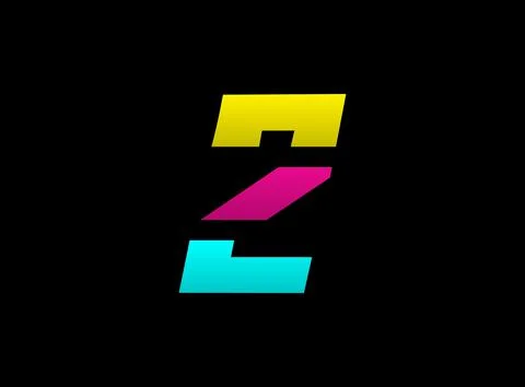 2 number vector desing, Cmyk color font logo, . Dynamic split blue, pink, yel Stock Illustration