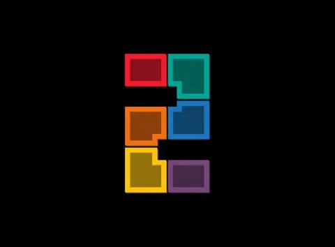 2 number vector desing, colorful font logo.  Red, green, orange, blue, yellow Stock Illustration