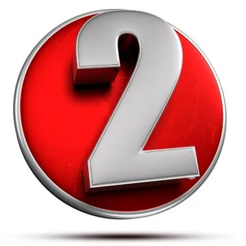 2 numbers coler stainless 3d rendering on white background.(with Clipping Pat Stock Illustration