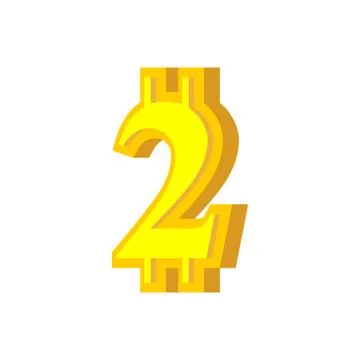 2 numeral bitcoin font. Two numeric Crypto currency alphabet. Lettering virtu Stock Illustration