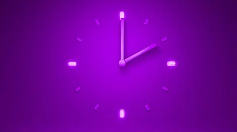 2 o clock am pm Backlit purple clock time 3D illustration 3D rendering subtle Illustrazione stock