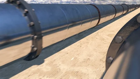 2 oil pipes in desert, loop Vidéo 86785690