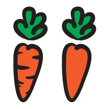 2 orange carrots vector illustration icons. Stock Illustration