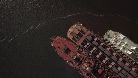 2 ore boats loading up at the ore dock Stock Footage 100128523