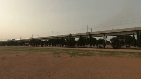 2-Overhead-Metro-Train-Passing Stock Footage 93018165