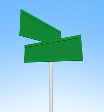 2 panel directional blank no-text green road signs Stock Illustration