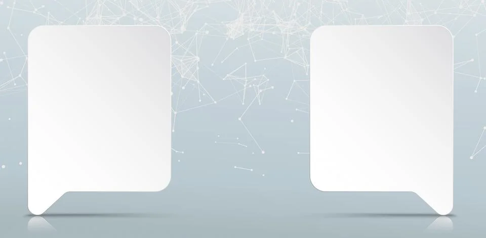 2 Paper Speech Bubbles Network Connected Dots 스톡 일러스트