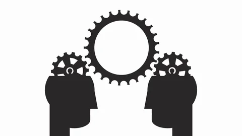 2 people  generating a new idea seamless animation Stock Footage 76917229