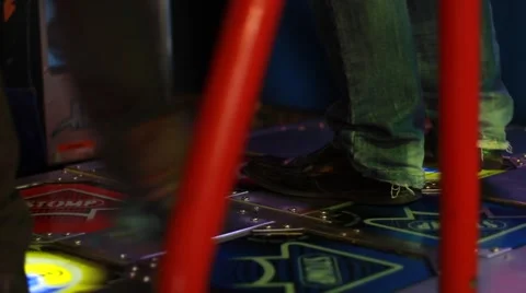 2 People Playing Dance Arcade Game Stock Footage 49147945