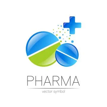 2 Pharmacy vector symbol with cross for pharmacist, pharma store, doctor and Stock Illustration