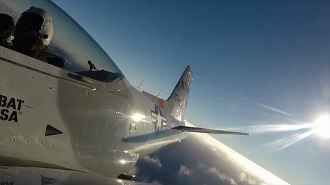 2 Pilots Flying Plane Side Angle  Video stock 92178507